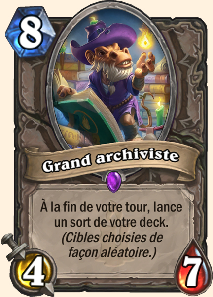Archiviste grandiose carte Hearhstone
