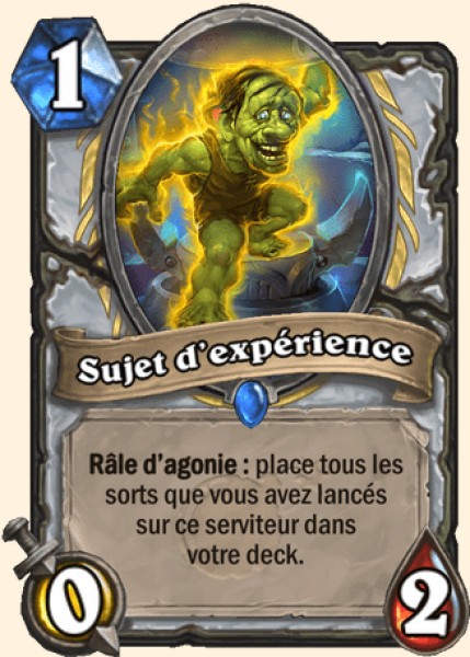 Sujet d'experience carte Hearhstone