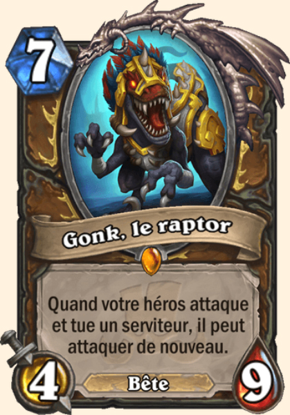 Gonk, le raptor carte Hearhstone