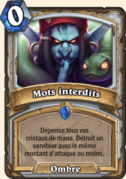 Mots interdits carte Hearhstone