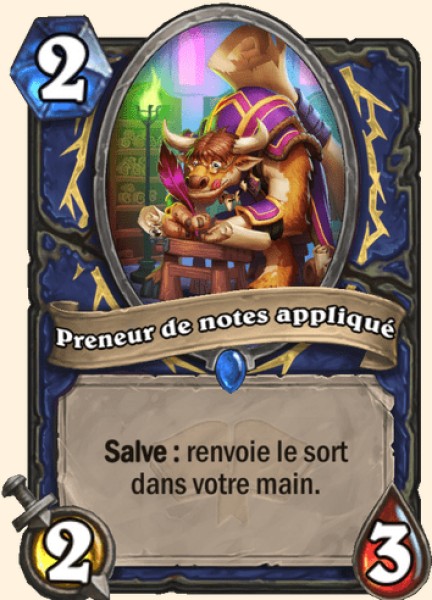 Preneur de notes applique carte Hearhstone