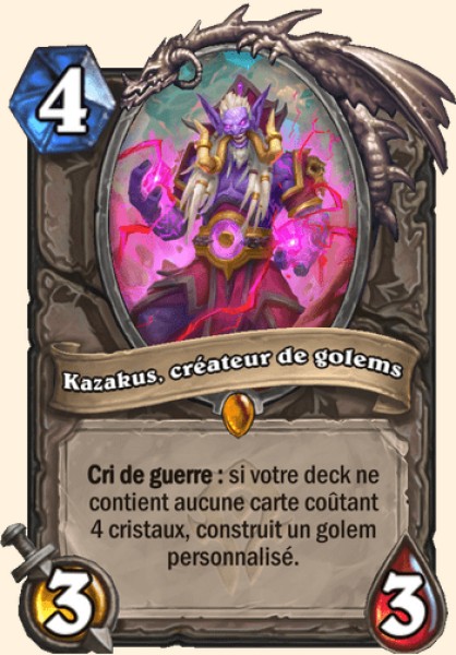 Kazakus, createur de golems carte Hearhstone