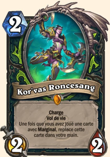 Kor'vas Roncesang carte Hearthstone