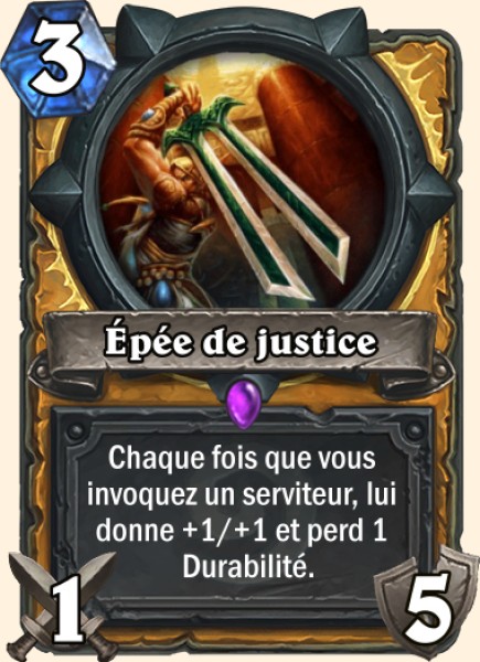 Epee de justice carte Hearhstone