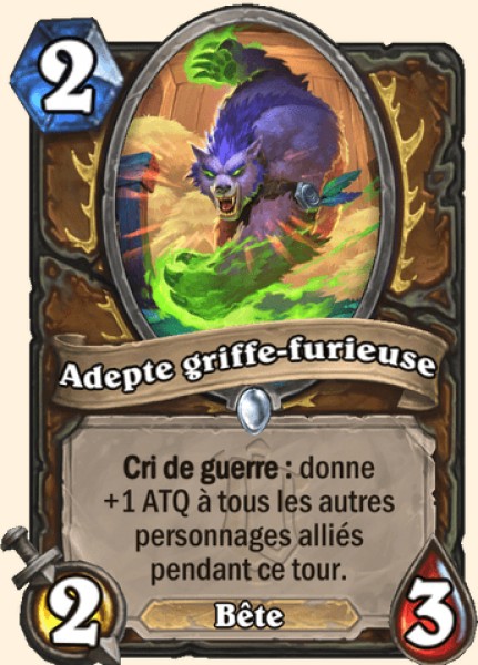 Adepte griffe-furieuse carte Hearhstone