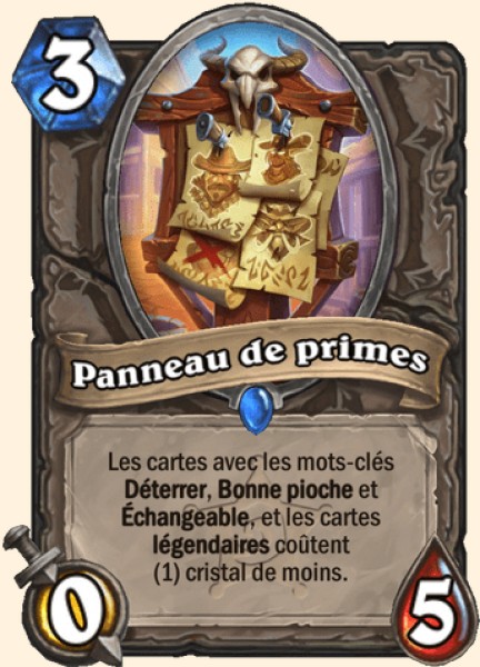 Panneau de primes carte Hearhstone