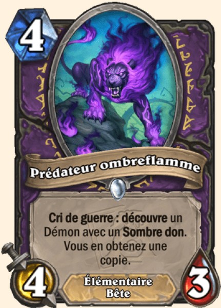 Predateur ombreflamme carte Hearhstone