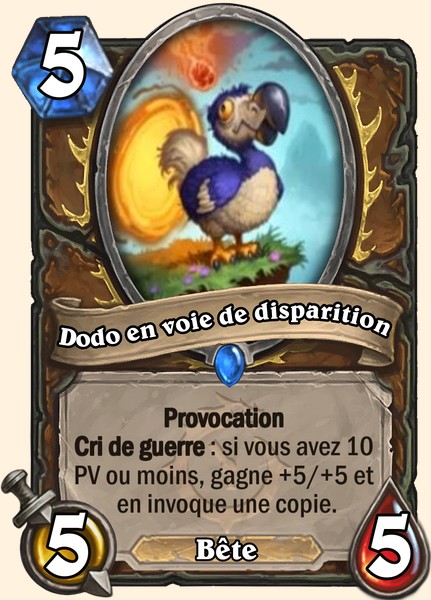 Dodo en voie de disparition carte Hearhstone