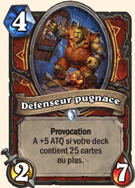Defenseur pugnace carte Hearhstone