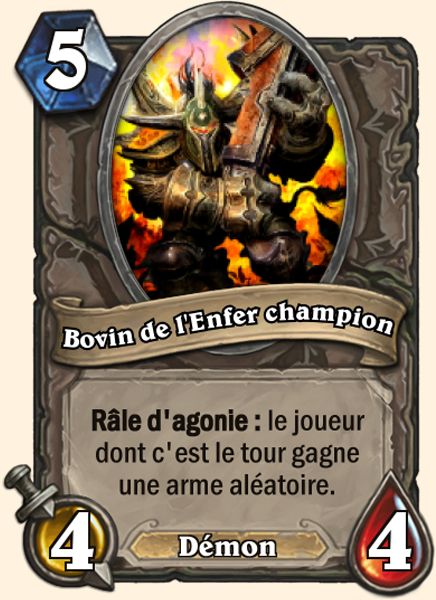 Bovin de l'Enfer champion carte Bras de fer Hearthstone