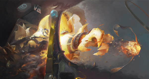 ragnaros enferme dans une carte hearthstone par xi zhang