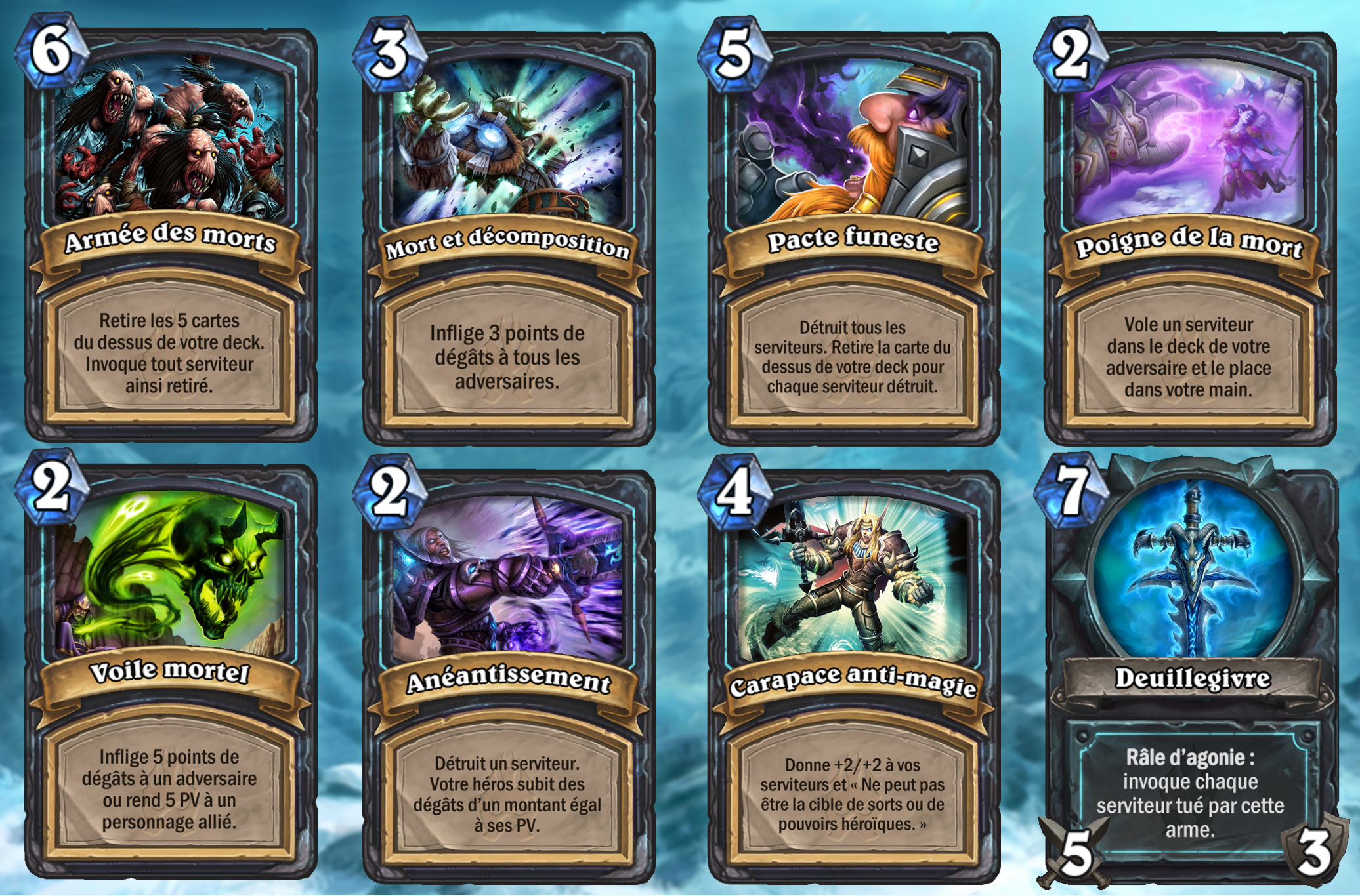 Les huit cartes Chevaliers de la mort de l'extension