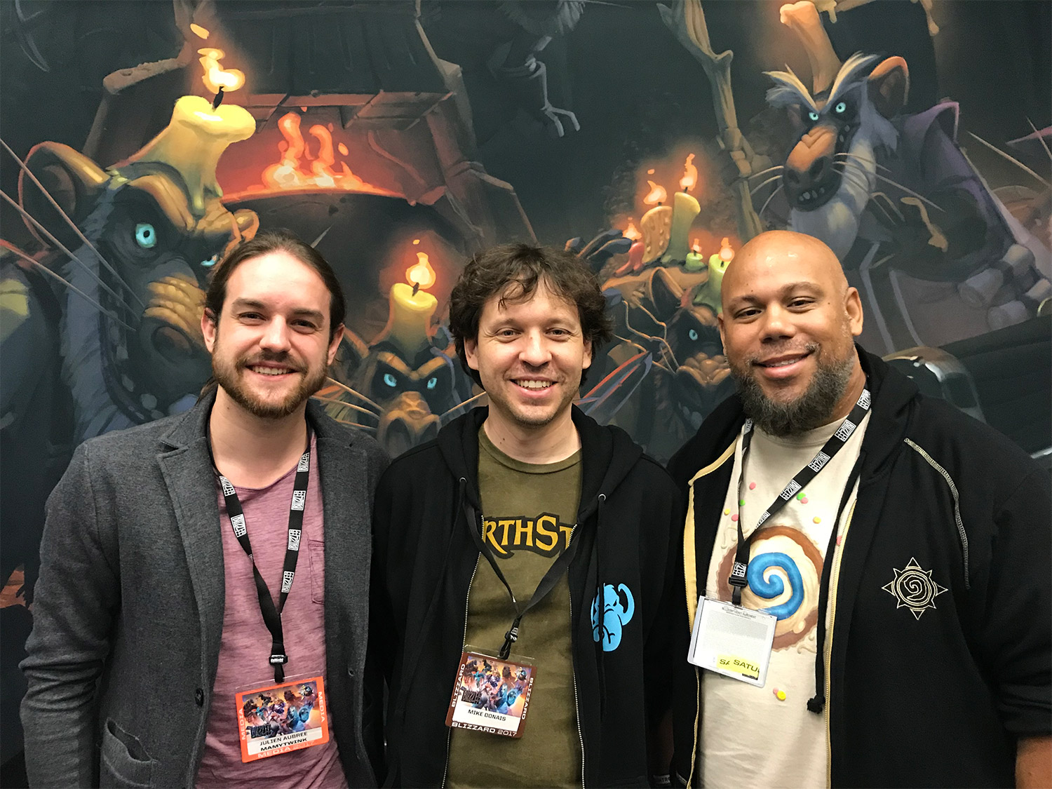 Zecharia en compagnie de Mike Donais et de Jomaro Kindred lors de la Blizzcon 2017