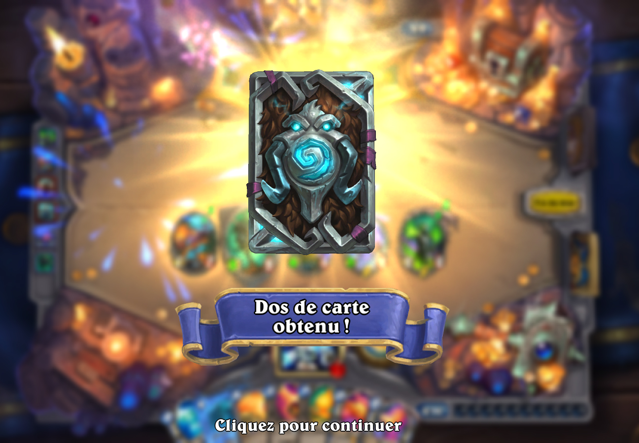 Le dos de carte offert lors de la première victoire