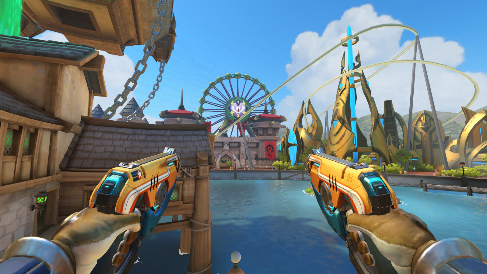 La grande roue de Sombrelune est visible sur la map Blizzard World