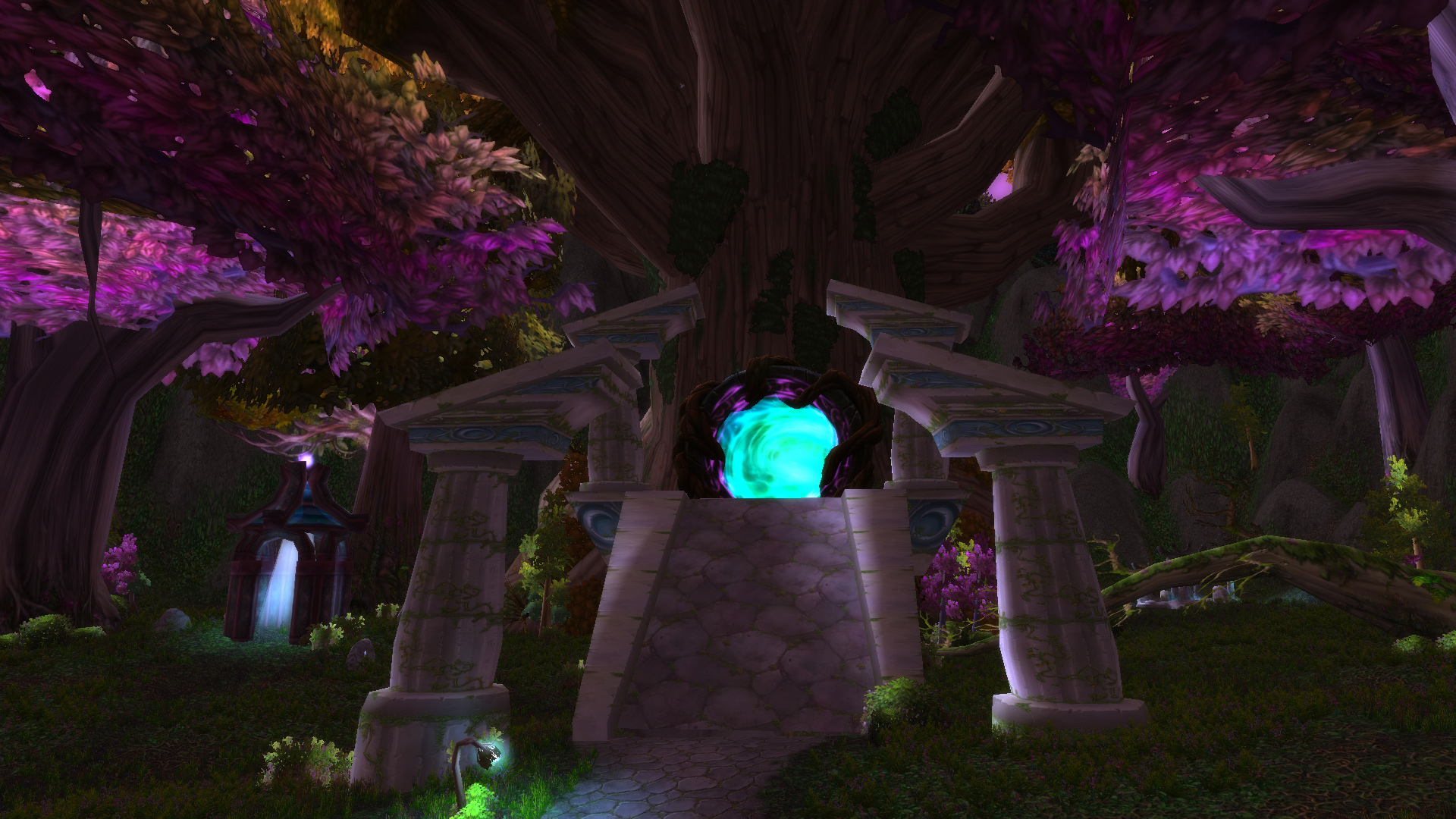 Un portail menant vers le Rêve d'émeraude au bois de la Pénombre