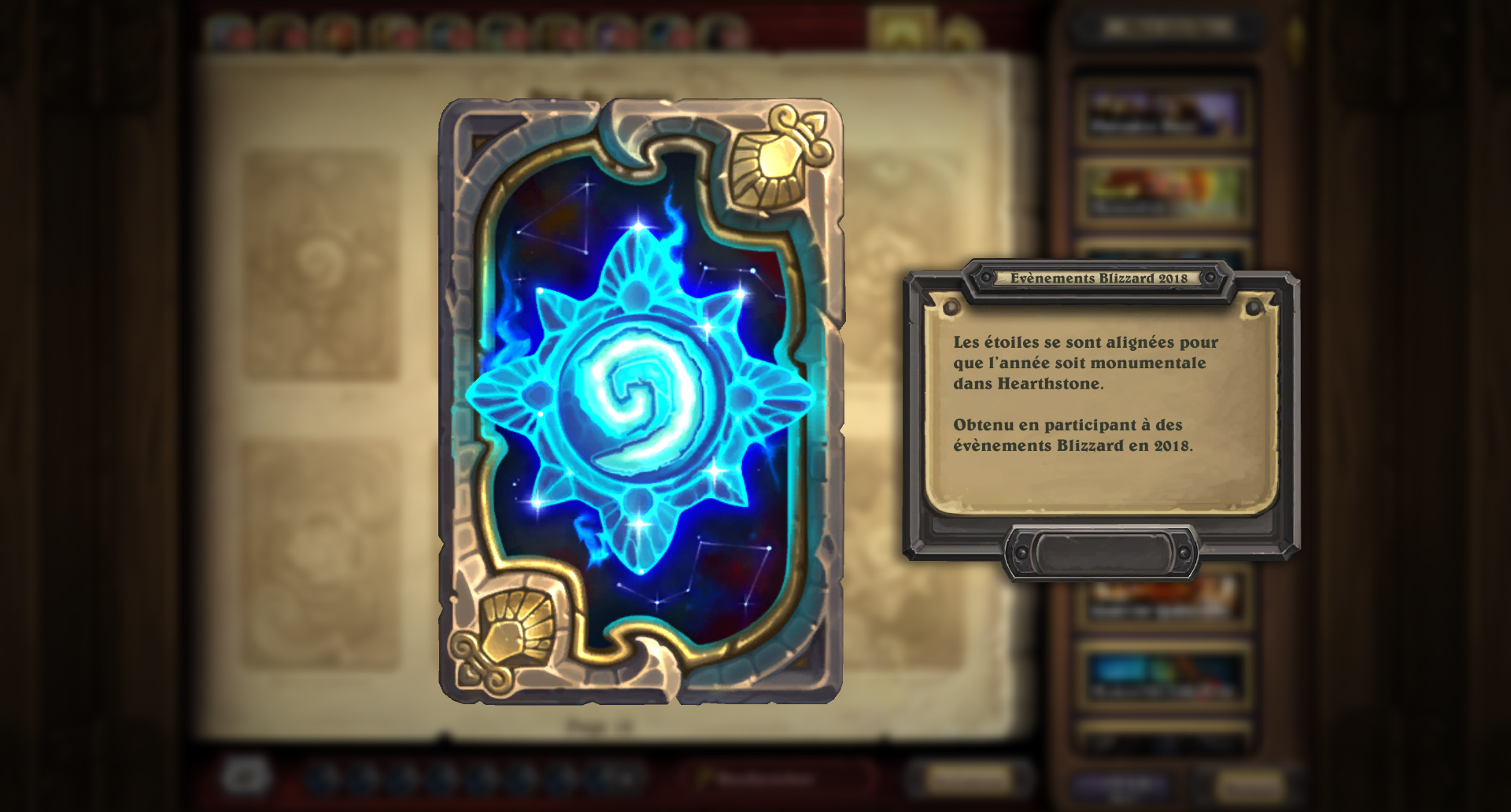 Dos de carte Évènements Blizzard 2018 - Patch 12.2 Hearthstone