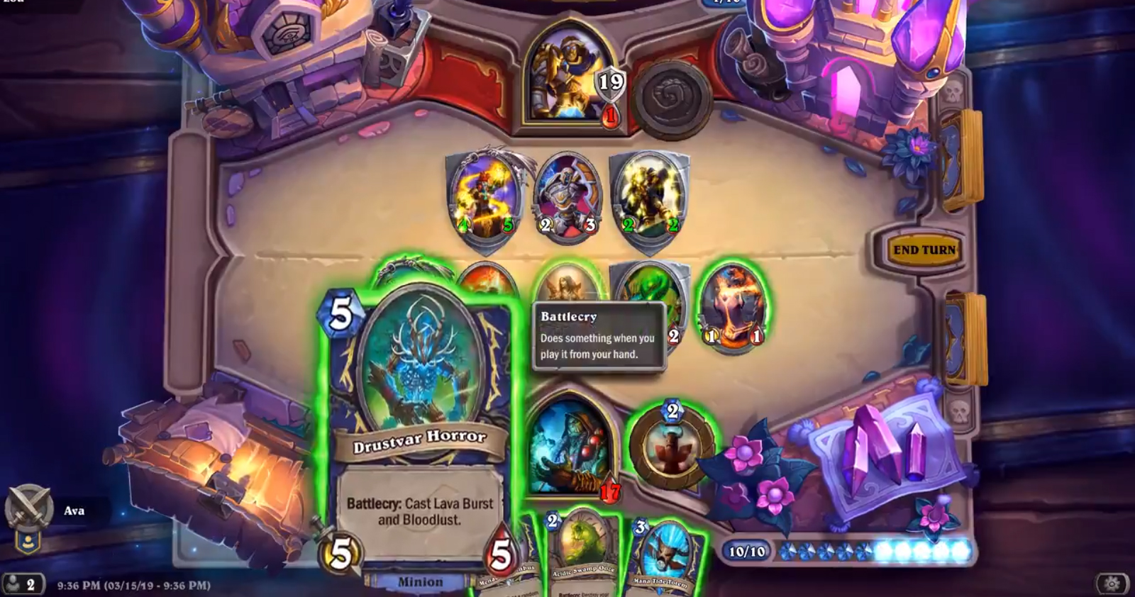 La carte horreur indique les 2 sorts que vous avez choisis