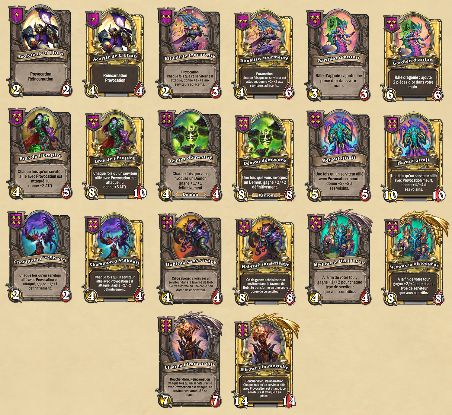 Liste des nouveaux serviteurs pour les Champs de bataille