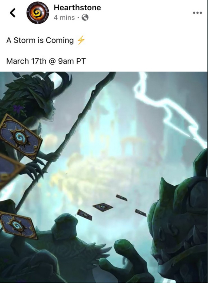 Leak diffusé sur la page officielle facebook de Hearthstone