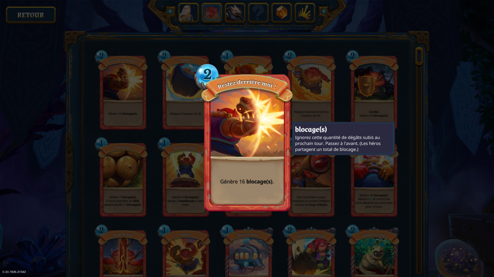 Carte de type défensif dans Roguebook