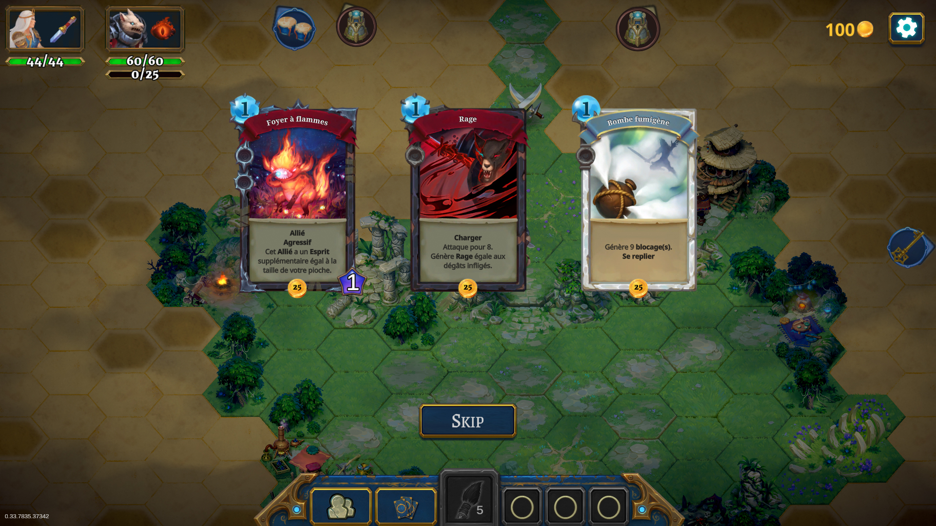 Vous obtenez 1 carte contre 25 pièces d'or