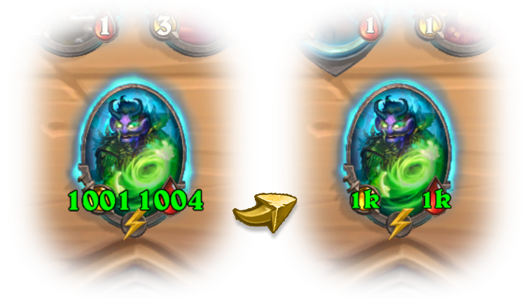 Caractéristiques à quatre chiffres condensées pour rester lisibles - Hearthstone Battlegrounds