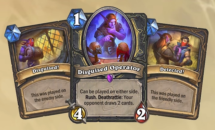 L'agent déguisé du Voleur, jouable des deux côtés du plateau - ensemble de classe Fugitifs d'Azeroth Hearthstone