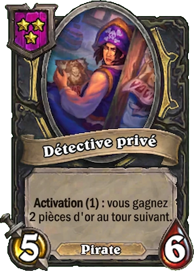 Détective privé (Private Investigator), serviteur Pirate avec Activation - Hearthstone Battlegrounds