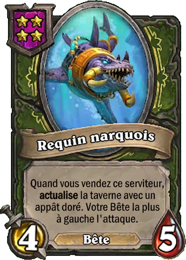 Requin narquois (Snarky Shark), serviteur Bête - Hearthstone Battlegrounds
