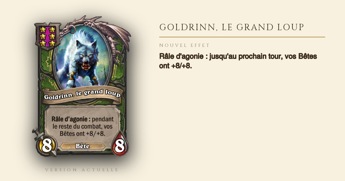 Goldrinn, le grand loup, son Râle d'agonie dure jusqu'au prochain tour - Hearthstone Battlegrounds