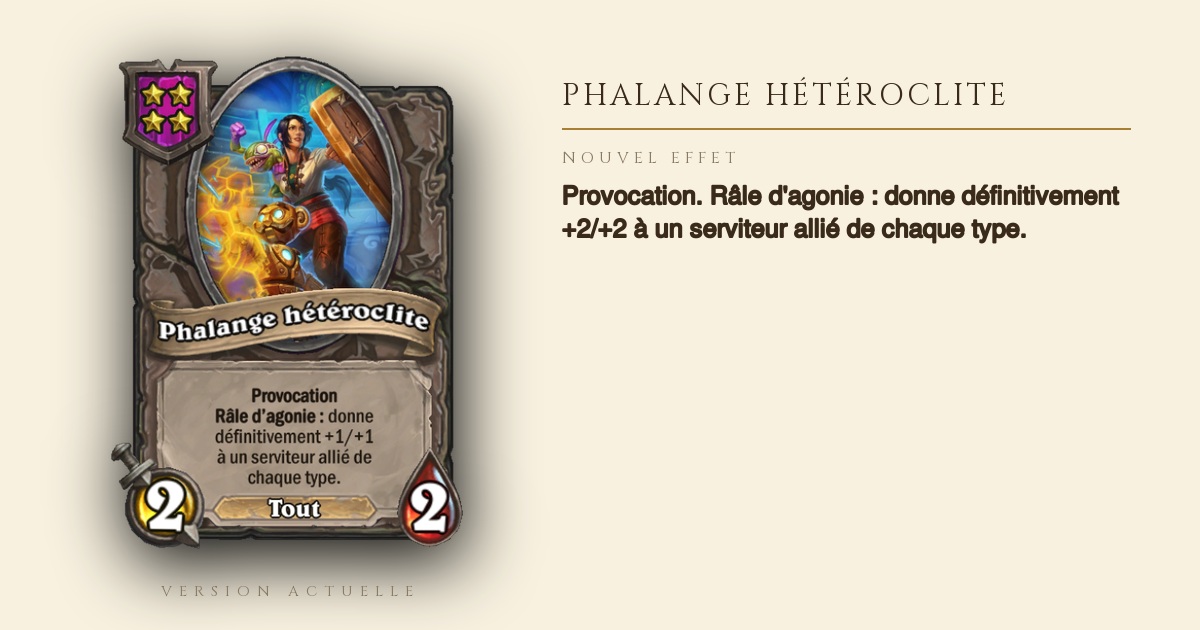 Phalange hétéroclite revient avec un Râle d'agonie à +2/+2 permanent - Hearthstone Battlegrounds