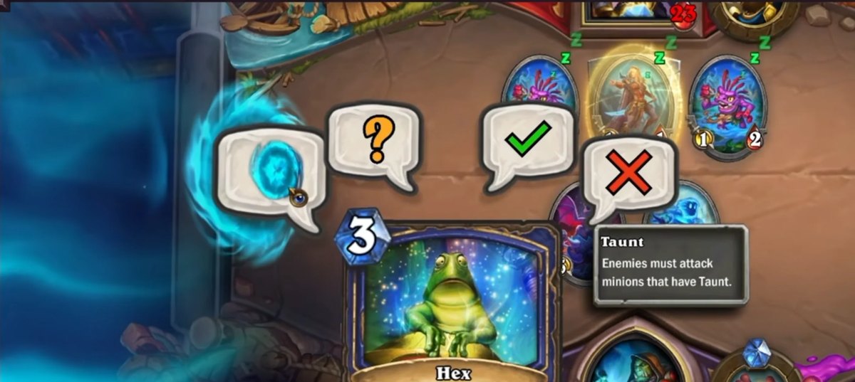 Les émotes échangées entre coéquipiers en 2v2 dans Hearthstone (capture du panel Deep Dive, BlizzCon 2026)