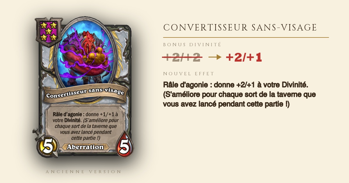 Convertisseur sans-visage, changement du correctif 36.6.2 - Hearthstone Champs de bataille