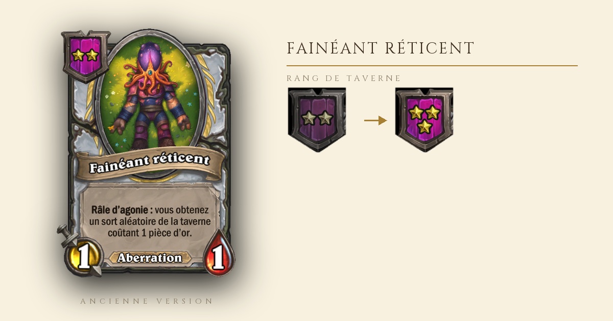 Fainéant réticent, changement de rang de taverne avec le correctif 36.6.2 - Hearthstone Champs de bataille